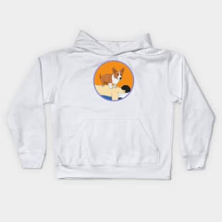 Cute Corgi giving back massage Kids Hoodie